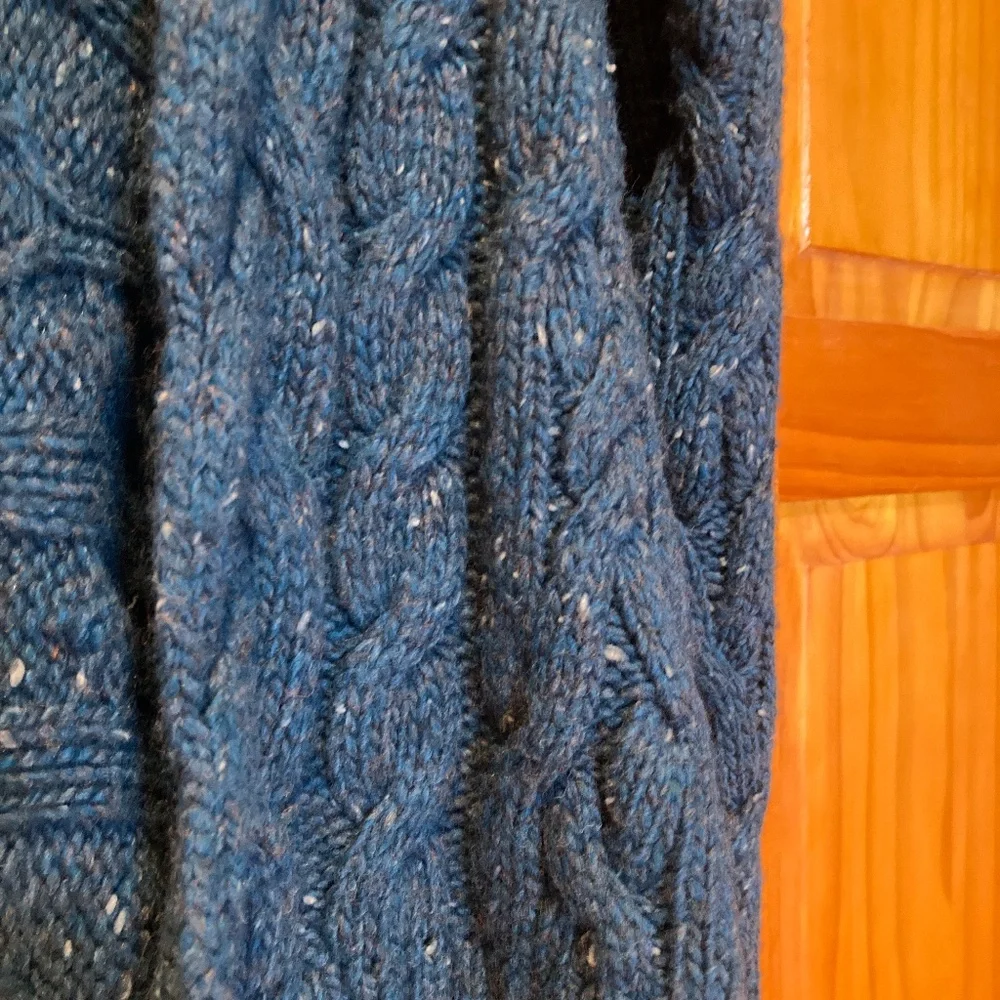 Anthropologie Teal Speckled Cable Sweater Cardigan Size S by Sleeping on Snow